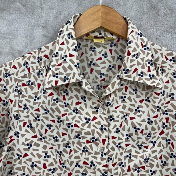 Sears Vintage 70s Perma-Prest Geometric Spread Collar Button Up Shirt - Picture 3 of 10